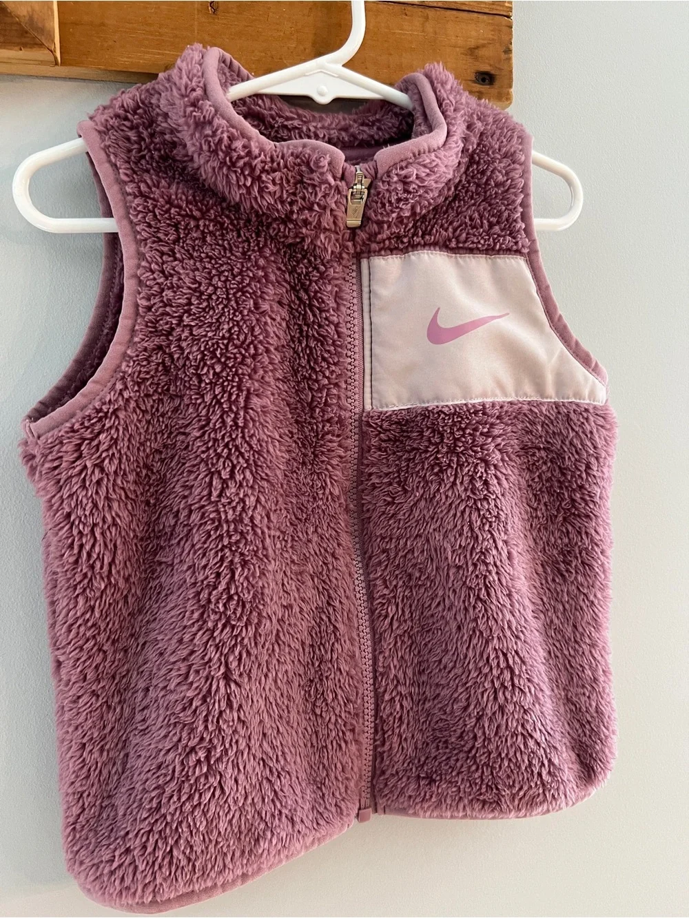 Nike Toddler Sherpa Fleece Vest Pink Purple Full Zip Swoosh 2T